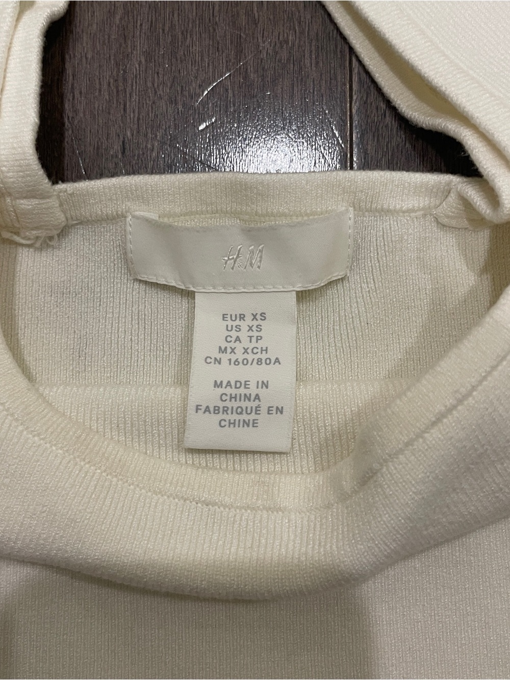 H&M Cream Ribbed Square-Neck Crop Top - Picture 3 of 4